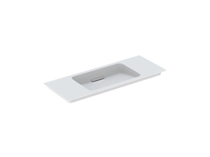 Geberit ONE umyvadlo, 105x40 cm, bez otvoru pro baterii, skrytý přepad, KeraTect, bílá, kryt chrom lesk
