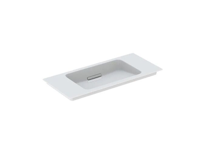 Geberit ONE umyvadlo, 90x40 cm, bez otvoru pro baterii, skrytý přepad, KeraTect, bílá, kryt chrom lesk