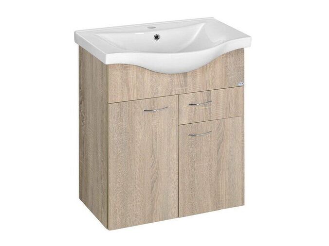 Aqualine KERAMIA FRESH umyvadlová skříňka, 1 zásuvka, 60,6x74x34cm, dub platin
