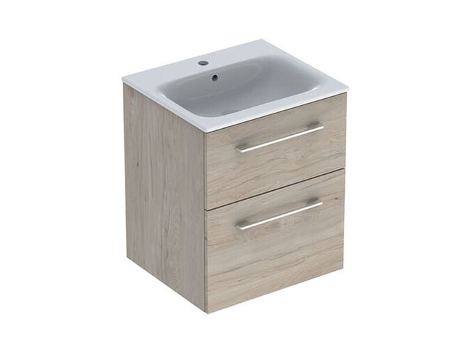 Geberit Selnova Square skříňka s umyvadlem 55x48x65,2 cm, 2x zásuvka, světlý ořech hickory