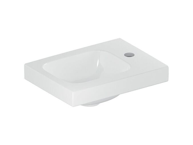 Geberit iCon umývátko, 38x28cm, otvor pro baterii vpravo, bez přepadu, bílá