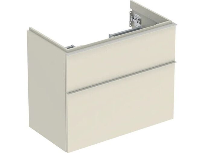Geberit iCon skříňka pod umyvadlo, 2x zásuvka, zkrácené vyložení, 74x41,6x61,5 cm, lakovaná s vysokým leskem, písková šedá