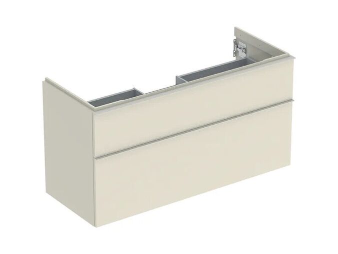 Geberit iCon skříňka pod umyvadlo, 2x zásuvka, 118,4x47,6x61,5 cm, lakovaná s vysokým leskem, písková šedá