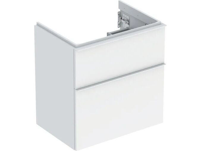 Geberit iCon skříňka pod umyvadlo, 2x zásuvka, zkrácené vyložení, 59,2x41,6x61,5 cm, lakovaná mat, bílá