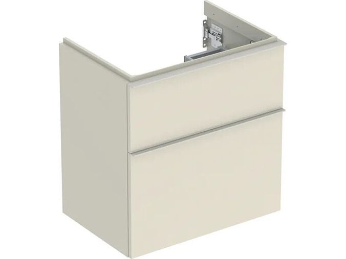 Geberit iCon skříňka pod umyvadlo, 2x zásuvka, zkrácené vyložení, 59,2x41,6x61,5 cm, lakovaná s vysokým leskem, písková šedá