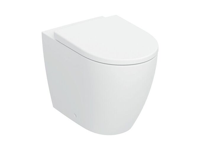 Geberit Stojící WC 35,5x56 cm, hluboké splachování, ke stěně, Rimfree, zkrácené vyložení, TurboFlush, sedátko EasyMount, bílá