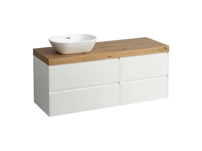 Laufen Lani Umyvadlová skříňka, 58x137x49 cm, 4 zásuvky, výřez vlevo, matná bílá/dub
