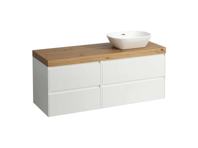Laufen Lani Umyvadlová skříňka, 58x137x49 cm, 4 zásuvky, výřez vpravo, matná bílá/dub