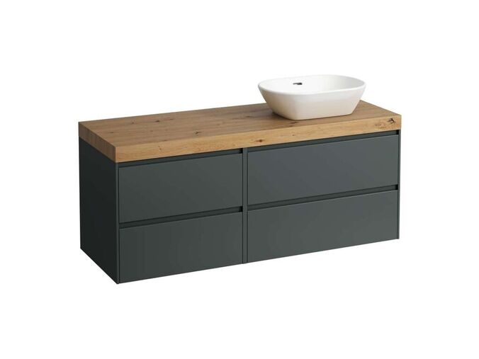 Laufen Lani Umyvadlová skříňka, 58x137x49 cm, 4 zásuvky, výřez vpravo, šedá/dub