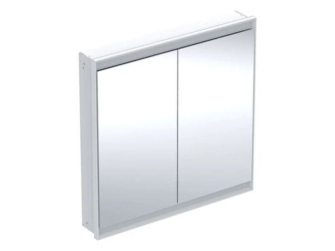 Geberit ONE zrcadlová skříňka pod omítku, ComfortLight, 2x dvířka, 90x90x15 cm, hliník/bílá