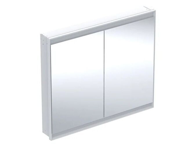 Geberit ONE zrcadlová skříňka pod omítku, ComfortLight, 2x dvířka, 105x90x15 cm, hliník/bílá