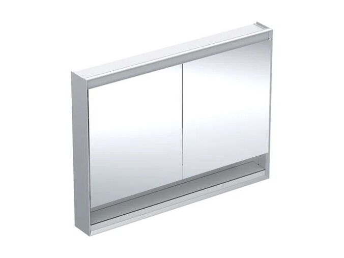 Geberit ONE zrcadlová skříňka s nikou, ComfortLight, 2x dvířka, 120x90x15 cm, hliník/bílá