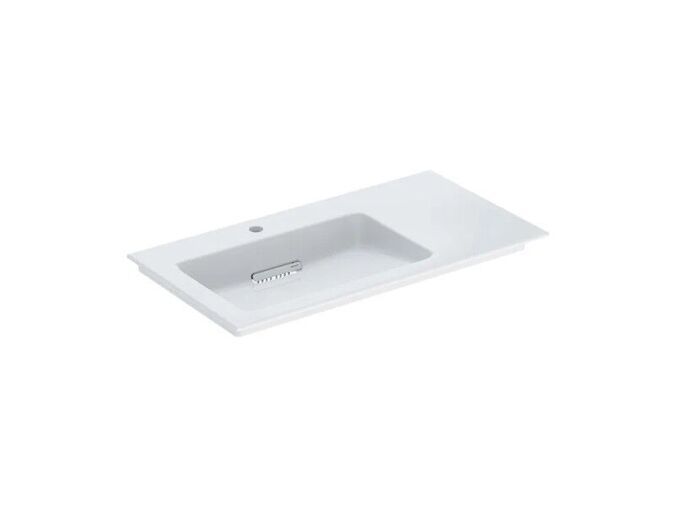 Geberit ONE umyvadlo s krytem, 90x48 cm, odkládací plocha vpravo, s otvorem pro baterii vlevo, bez přepadu, KeraTect, bílá