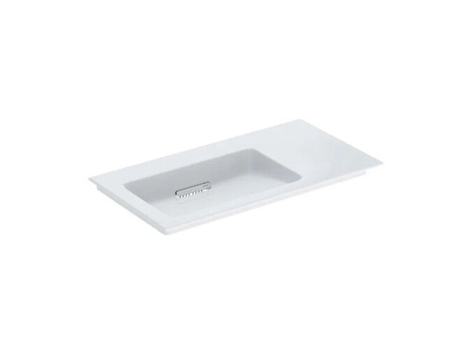 Geberit ONE umyvadlo s krytem, 90x48 cm, odkládací plocha vpravo, bez otvoru pro baterii, bez přepadu, KeraTect, bílá