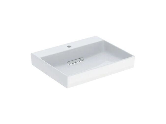 Geberit ONE umyvadlo s krytem, 60x48 cm, s otovrem pro baterii, bez přepadu, KeraTect, bílá