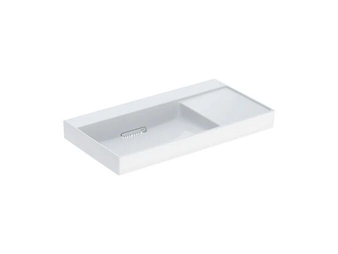 Geberit ONE umyvadlo s krytem, 90x48 cm, odkládací plocha vpravo, bez otvoru pro baterii, bez přepadu, KeraTect, bílá