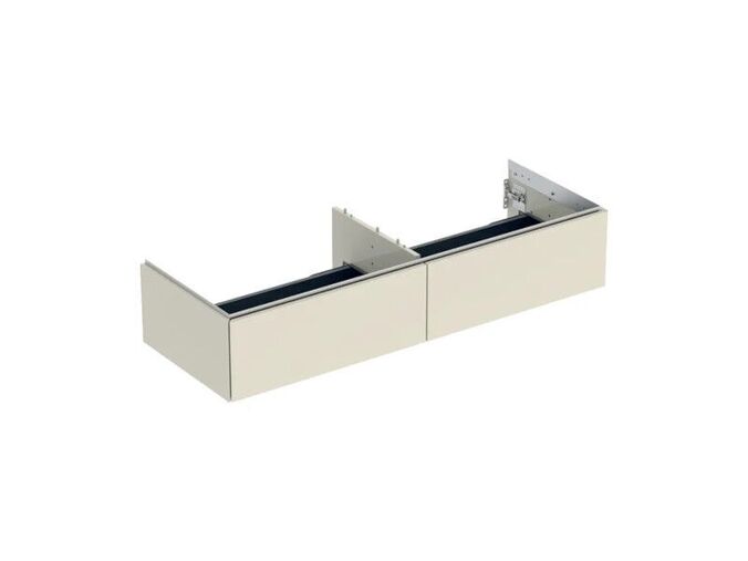 Geberit ONE skříňka pod umyvadlo se dvěma zásuvkami, 133,2x47x26,6 cm, lakovaná s vysokým leskem, písková šedá