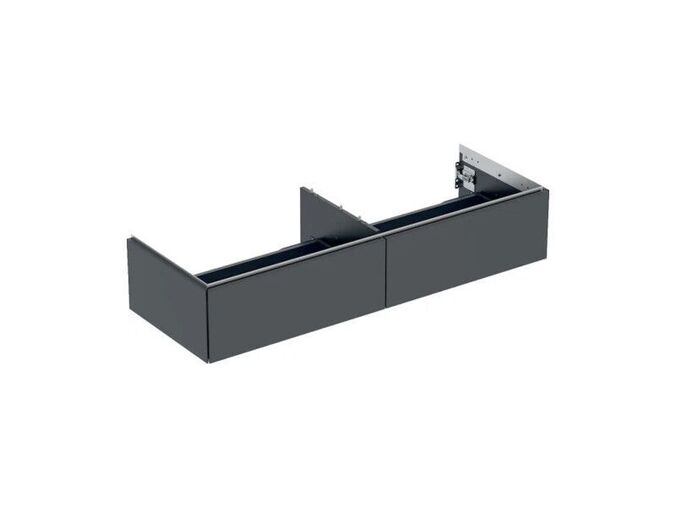 Geberit ONE skříňka pod umyvadlo se dvěma zásuvkami, 133,2x47x26,6 cm, lakovaná mat, černá