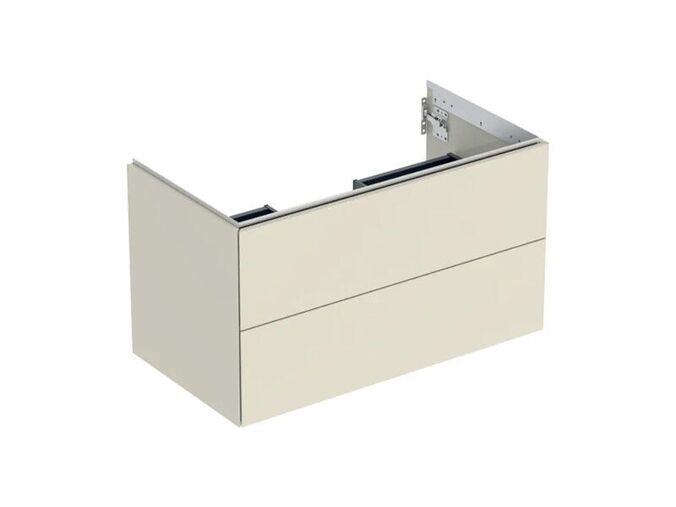 Geberit ONE skříňka pod umyvadlo se dvěma zásuvkami, 88,8x47x50,4 cm, lakovaná s vysokým leskem, písková šedá