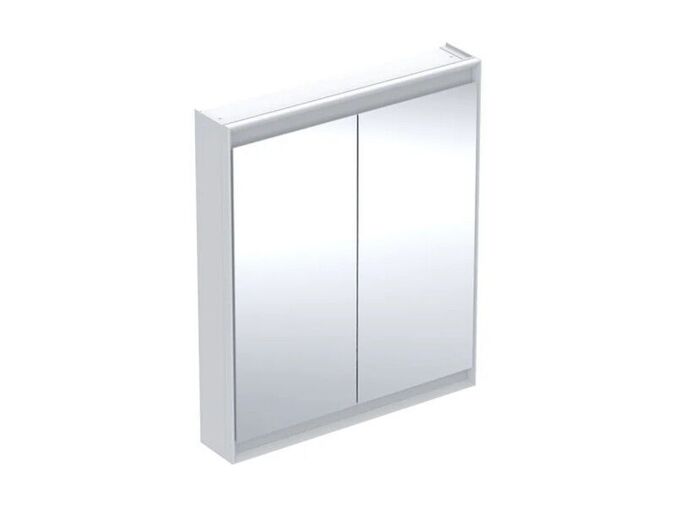 Geberit ONE zrcadlová skříňka, ComfortLight, 2x dvířka, 75x90x15 cm, hliník/bílá