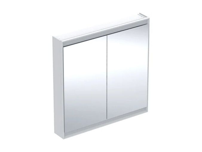 Geberit ONE zrcadlová skříňka, ComfortLight, 2x dvířka, 90x90x15 cm, hliník/bílá