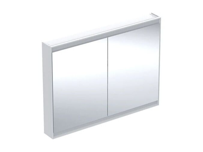 Geberit ONE zrcadlová skříňka, ComfortLight, 2x dvířka, 120x90x15 cm, hliník/bílá
