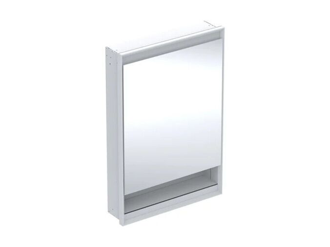 Geberit ONE zrcadlová skříňka pod omítku, s nikou, ComfortLight, 1x dvířka, závěsy vlevo, 60x90x15 cm, hliník/bílá