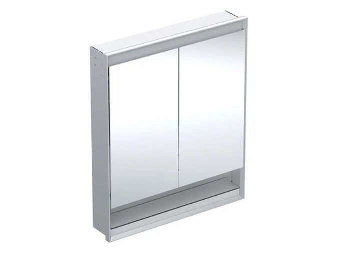 Geberit ONE zrcadlová skříňka pod omítku, s nikou, ComfortLight, 2x dvířka, 75x90x15 cm, hliník