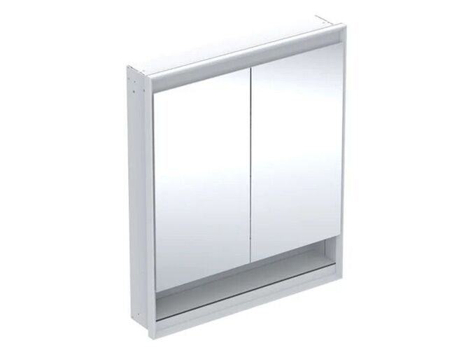 Geberit ONE zrcadlová skříňka pod omítku, s nikou, ComfortLight, 2x dvířka, 75x90x15 cm, hliník/bílá