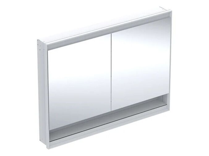 Geberit ONE zrcadlová skříňka pod omítku, s nikou, ComfortLight, 2x dvířka, 120x90x15 cm, hliník/bílá
