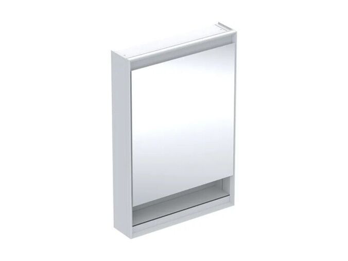 Geberit ONE zrcadlová skříňka s nikou, ComfortLight, 1x dvířka, závěsy vlevo, 60x90x15 cm, hliník/bílá
