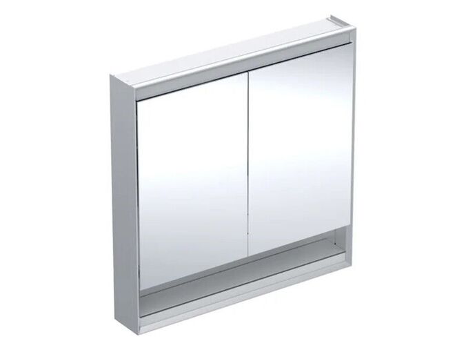 Geberit ONE zrcadlová skříňka s nikou, ComfortLight, 2x dvířka, 90x90x15 cm, hliník