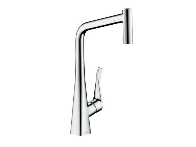 Hansgrohe Metris M71 Dřezová baterie Metris s výsuvnou sprškou, sBox, EcoSmart, chrom