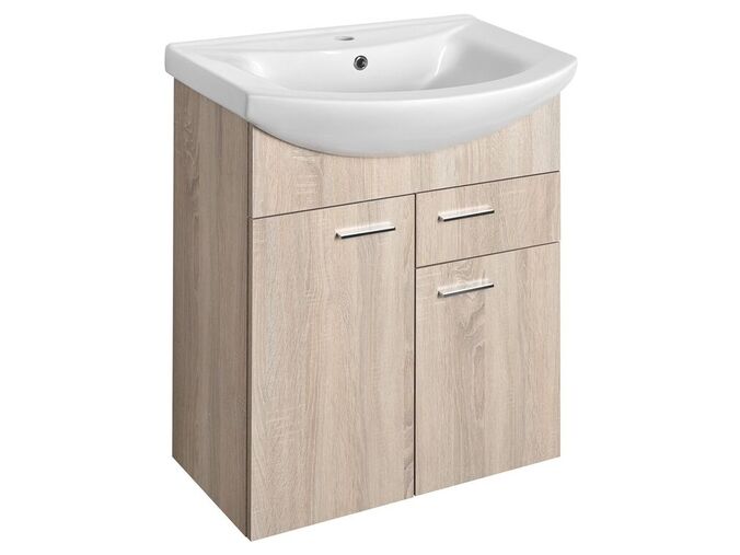 Aqualine ZOJA umyvadlová skříňka 61,5x74x32cm, 2x dvířka, 1x zásuvka, dub platin