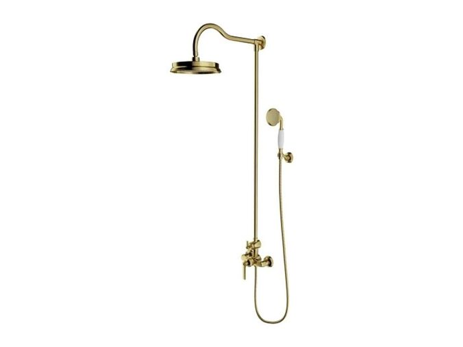 OMNIRES Armance Sprchový set s baterií, průměr 22,5 cm, kartáčovaná mosaz