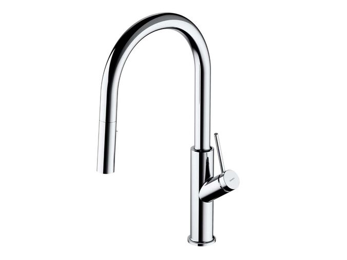 OMNIRES Bend Dřezová baterie s výsuvnou sprškou, chrom