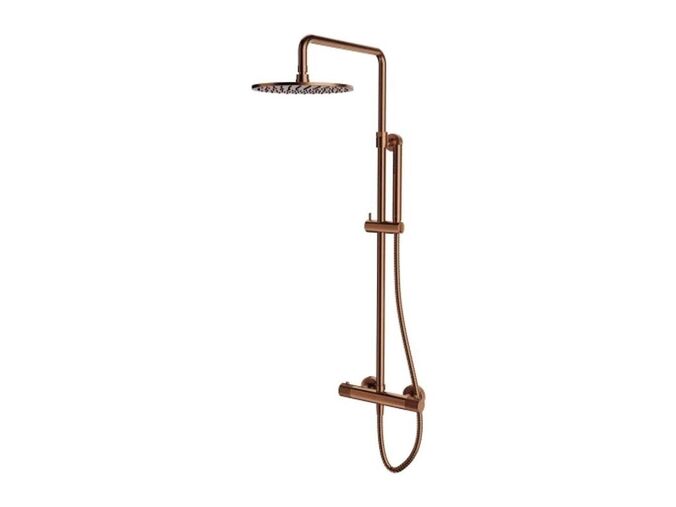 OMNIRES Contour Sprchový set s termostatem, průměr 25 cm, kartáčovan měď