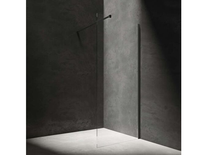 OMNIRES Marina Sprchová stěna Walk-In, 78x202 cm, matná černá/čiré sklo