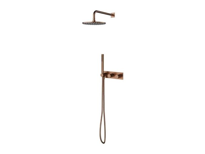 OMNIRES Contour Sprchový set s baterií pod omítku, s tělesem, průměr 25 cm, kartáčovaná měď