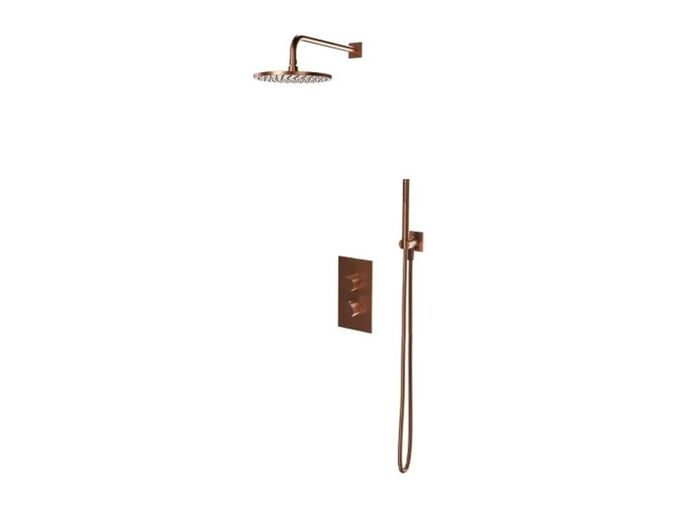 OMNIRES Contour Sprchový set s termostatem pod omítku, s tělesem, průměr 25 cm, kartáčovaná měď