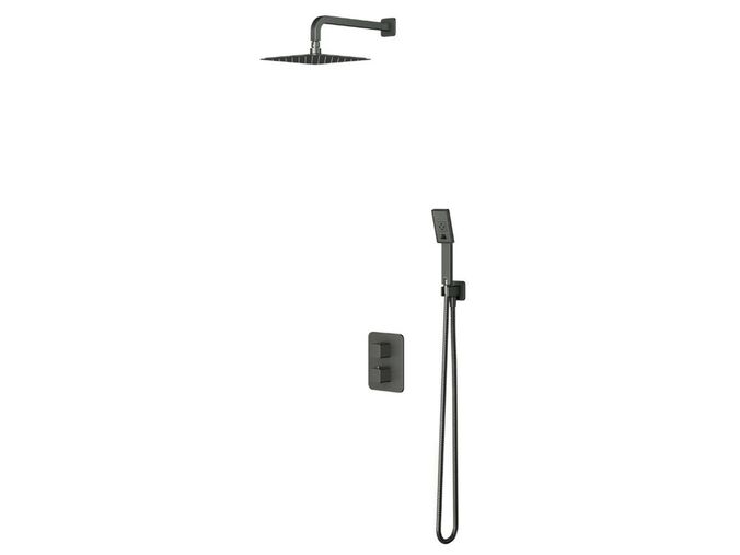 OMNIRES Parma Sprchový set s termostatem pod omítku, s tělesem, 20x20 cm, 3 proudy, kartáčovaný grafit