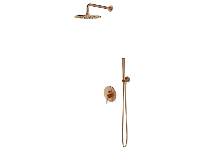 OMNIRES Y Sprchový set s baterií pod omítku, s tělesem, průměr 25 cm, kartáčovaná měď