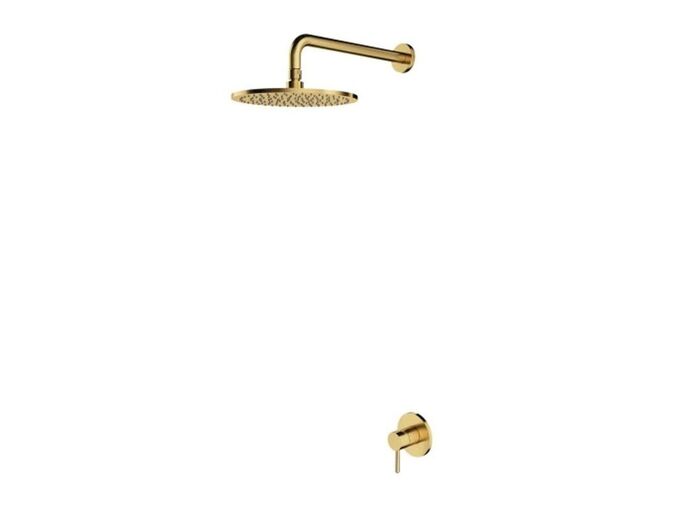 OMNIRES Y Set sprchové podomítkové baterie a horní sprchy, s tělesem, průměr 25 cm, kartáčovaná mosaz
