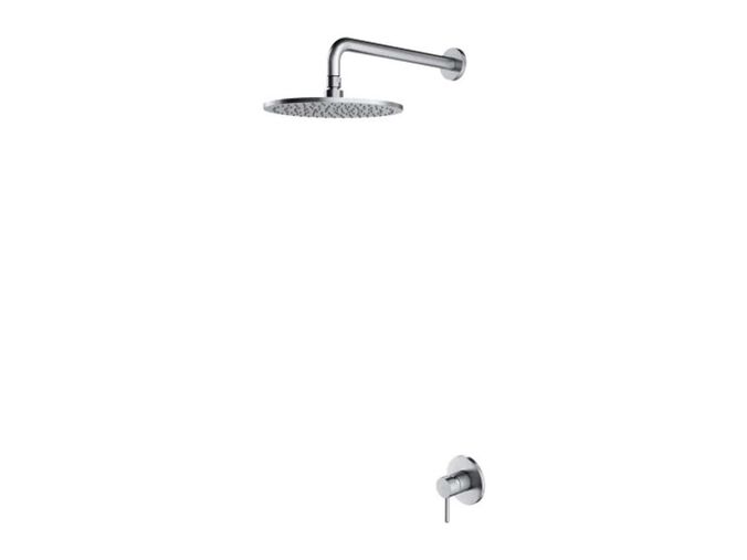 OMNIRES Y Set sprchové podomítkové baterie a horní sprchy, s tělesem, průměr 25 cm, kartáčovaný nikl
