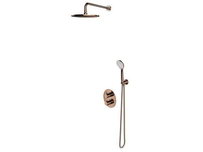 OMNIRES Y Sprchový set s termostatem pod omítku, s tělesem, průměr 25 cm, 5 proudů, měď