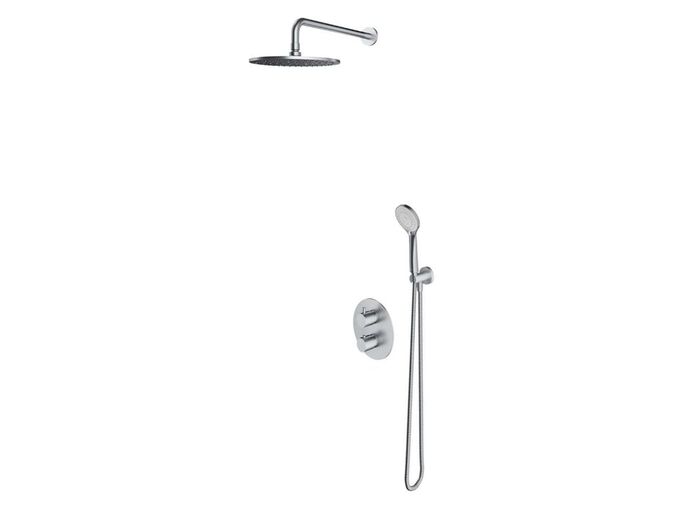 OMNIRES Y Sprchový set s termostatem pod omítku, s tělesem, průměr 25 cm, 5 proudů, kartáčovaný nikl