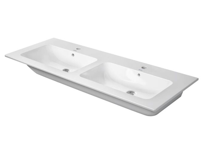 Duravit ME by Starck dvojumyvadlo nábytkové 130x49 cm, přepad, 2 otvory pro baterie, WonderGliss, bílá
