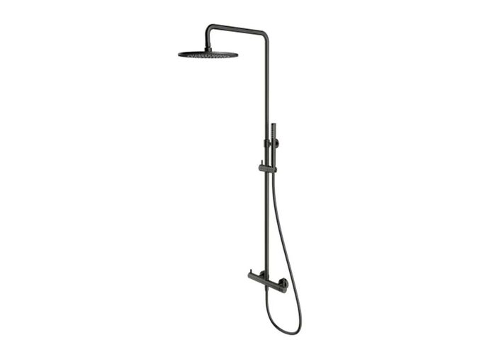 OMNIRES Y Sprchový set s baterií, průměr 25 cm, kartáčovaný grafit