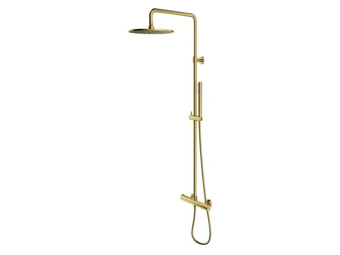 OMNIRES Y Sprchový set s termostatem, průměr 25 cm, kartáčovaná mosaz