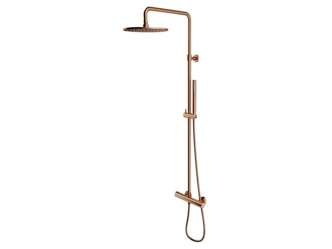 OMNIRES Y Sprchový set s termostatem, průměr 25 cm, kartáčovaná měď